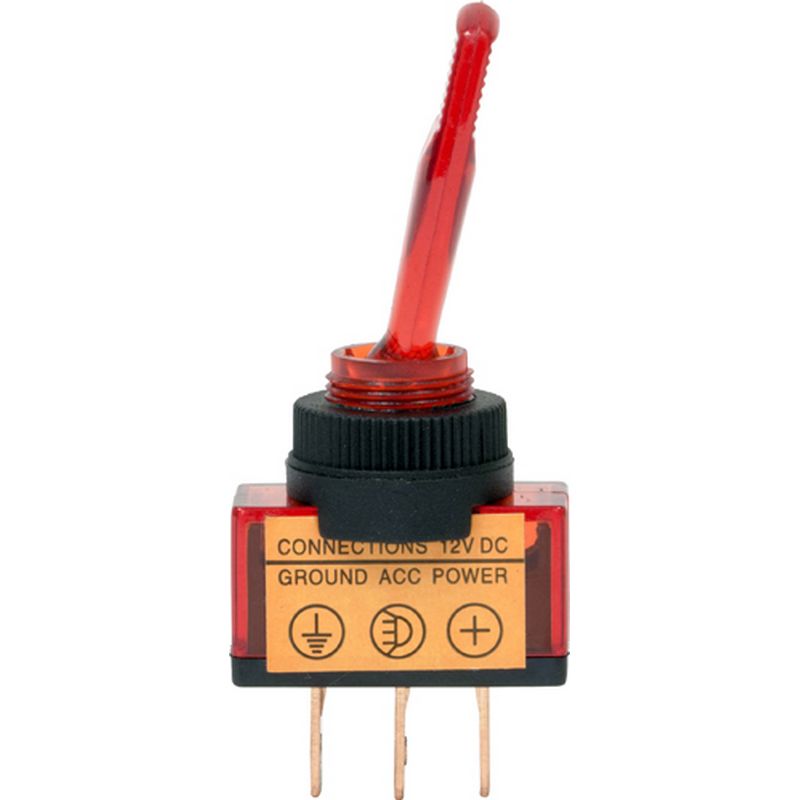 Pack of 10 12V Illuminated Toggle Switches - Red EC77