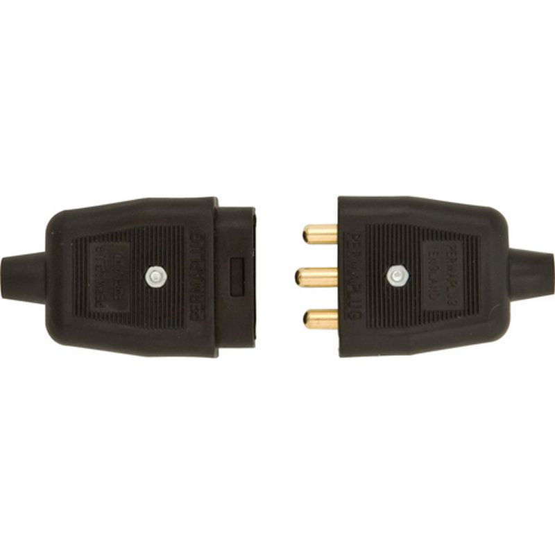 Pack of 2 Permaplug Lead Connectors 3-Pin Black ERP63