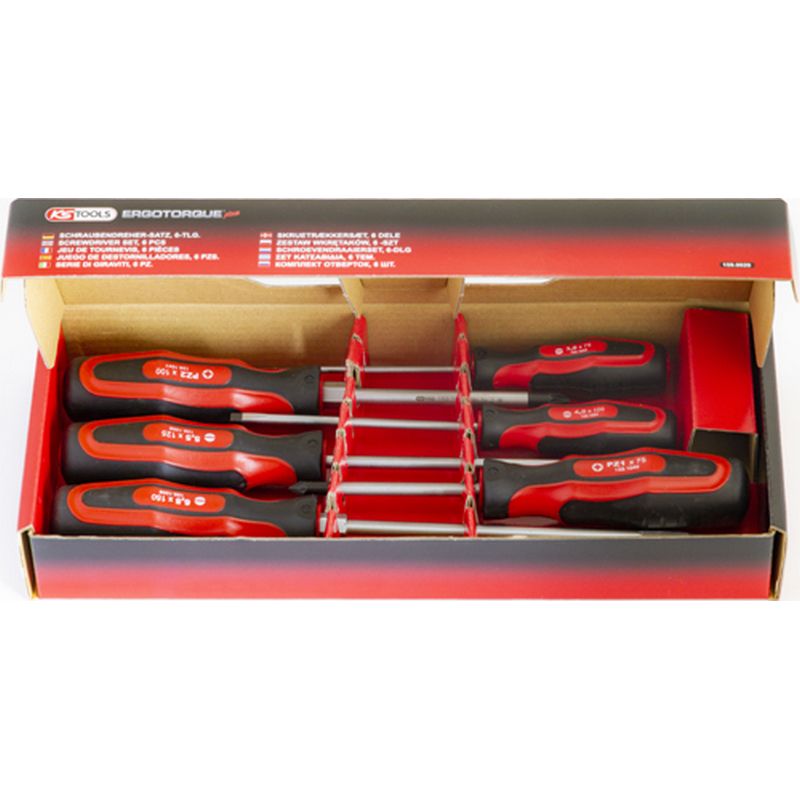 KS TOOLS 'ERGOTORQUEplus<sup>&reg;</sup>' Slotted & POZIDRIV<sup>&reg;</sup> Screwdriver Set K159.0020