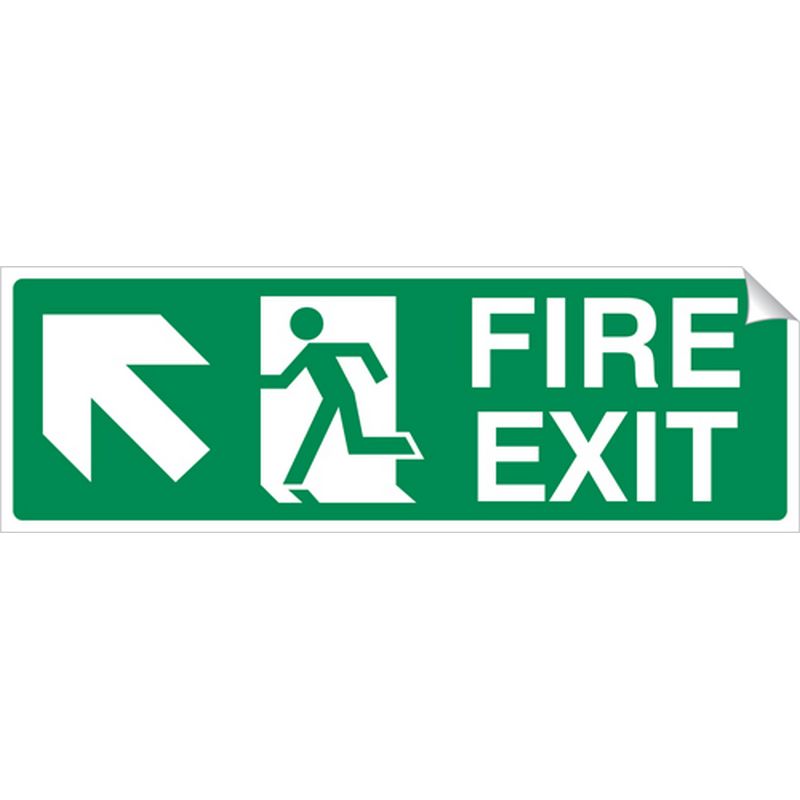 Left Corner Arrow   Fire Exit   450 x 150 mm SSA276