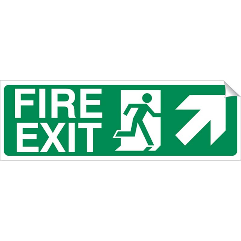 Right Corner Arrow   Fire Exit   450 x 150 mm SSA277